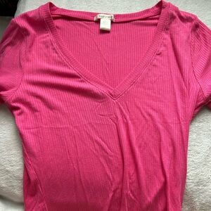 bozzolo Pink V-Neck Women's Top